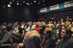 Almost all seats were filled in the Knight Studio at the Newseum, to hear panelists speak on the future of female sports journalists. (Breana Bacon/Pulsefeedz)